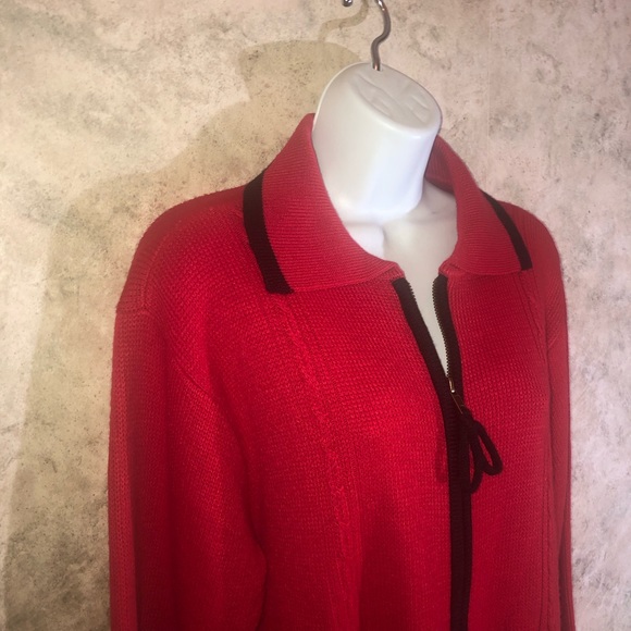 Crystal Kobe Zippered Red Knitted Cardigan - Picture 7 of 12